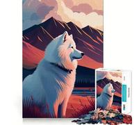 Samoyed Nature 1000 Pieces Jigsaw Puzzles for Adults Memory Gain Calm Mind Design Assembly Creative Gift (38x52cm)