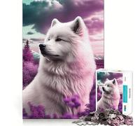 Samoyed Nature 1000 Teenager Pieces Jigsaw Puzzle Memory Boost Calm Escape Pattern Assembly Warm Surprise (50x75cm)