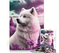Samoyed Nature 1000 Teenager Pieces Jigsaw Puzzle Memory Boost Calm Escape Pattern Assembly Warm Surprise (50x75cm)
