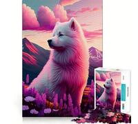 Samoyed Nature Jigsaw Puzzle for Teenagers 1000 Pieces Boost Recall Tension Relief Tight Edge Fine Art Piece (38x52cm)