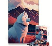 Samoyed Nature Jigsaw Puzzle for Teenagers 1000 Pieces Boost Recall Tension Relief Tight Edge Fine Art Piece (38x26cm)