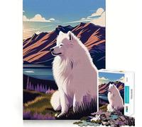Samoyed Nature Puzzle for Teenagers 1000 Pieces Smart Reason Toy Stress Release Sharp Edge Birthday Gift (38x52cm)