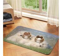 Samoyed Puppies White Dogs Family Small Samoyed,Waterproof Pet Feeding Mat,PU Leather Placemats for Cat Dog Water Bowl,Food Mats,40x60cm