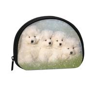 Samoyed Puppies White Dogs Family Small SamoyedSmall Makeup Sanitary Napkin Storage Bag,Women's Cosmetic Coin Purse