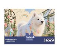 Samoyed Puzzles 1000 Pieces Age 12+ for Adults Pet Dog with Extra Fun Challenges Colourful Creativity Gift Giving 100% Recycled Cardboard 38x26cm/1000pcs