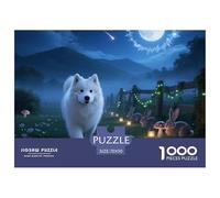 Samoyed Puzzles 1000 Pieces for Adults Pet Dog Fun Challenging Brainteasing Jigsaw Colourful Home Decoration Randomly Shaped 70x50cm/1000pcs