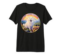 Samoyed Rainbow Bridge Cute Memorial Puppy Dog Art Premium T-Shirt
