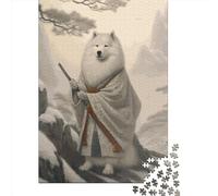 Samoyed The Samurai Wooden Jigsaw Puzzle for Adults 1000 Piece Puzzles for Teenagers Creative Jigsaw Puzzles Family Challenging Games Toys 1000pcs (75x50cm)