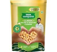 Sampann Classic Salted & Roasted Cashews/Kaju, Flavourful & Crunchy Snack Handpicked, Salted & Slow Roasted Cashews Rich in Protein, Magnesium, and Phosphorus, No Artificial Colours,