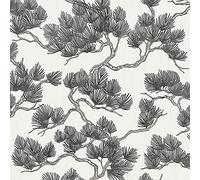 Sample Black White Pine Tree Wallpaper Textured Embossed Metallic Paste The Wall Vinyl