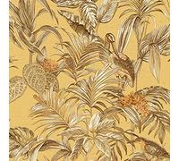 Sample Cream Gold Tropical Wallpaper Birds Palm Textured Paste The Wall Vinyl
