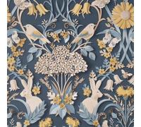 ** Sample Fine Decor Navy Rabbit Butterfly Luxury Woodland Paste The Paper Wallpaper