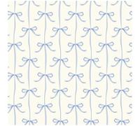 Sample for Blue Bow Pattern Wallpaper with Ribbon Design on White Background, Decorative Wall Covering for Bedrooms Nurseries and Feature Walls, Elegant Whimsical Interior Décor
