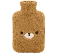 samply Hot Water Bottle with Cute Cover,2L Hot Water Bag for Hot and Cold Compress, Hand Feet Warmer,Neck and Shoulder Pain Relief, Brown Bear