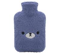 Samply Hot Water Bottle with Cute Fleece Cover, 2L Hot Water Bag for Hot and Cold Compress, Hand Feet Warmer, Neck and Shoulder Pain Relief,Bear Blue