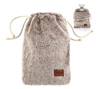 samply Hot Water Bottle with Soft Cover, 2L Hot Water Bag for Menstrual Cramps, Neck and Shoulder Pain Relief, Hot Compress, Hand Feet Warmer, Brown