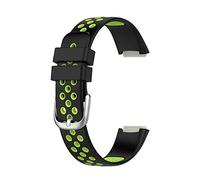 SAMPOW Replacement Sport Bands for Fitbit Luxe Soft Silicone Wristbands Straps Compatible with Women Men Fitness Wellness Activity Tracker (black+green)