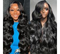 Samrabeauty 13x6 Wavy Lace Front Wig Human Hair 200 Density HD Lace Front Wig Pre Plucked Lace Frontal Wig for Women (26 Inch)