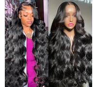Samrabeauty 34 Inch 33 x 6 Lace Front Wigs Real Hair 200 Density Body Wave Lace Front Wigs Real Hair HD Lace Wigs for Women Pre Plucked Frontal with Baby Hair