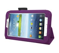 Samrick Executive Specially Designed Leather Book Folio Wallet Case with Exclusive Viewing Stand, Screen Protector, Microfiber Cloth, High Capacitive Mini Stylus Pen for 7 inch Samsung Galaxy Tab 3 P3200/P3210 - Purple
