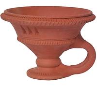 Samridhi Creation Handmade Earthen Clay/Terracotta Decorative/Loban burner Diya Natural Clay Diya/Dhoop Dan with Handle (Brown_13 x10 x 10 CM)