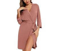 Samring Women's Lightweight Robe Soft Kimono Robes Short Bathrobe for Women Sleepwear, Lotus Pink, Medium
