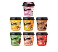 SamSam Instant Tteokbokki Topokki Korean Rice Cakes Chewy Street Snack, 7 Flavours, Carbonara, Cheese, Curry, Garlic Teriyaki, Jjajang, Rose, Original Sweet & Spicy (Pack of 6, 6 Random Flavour)