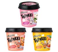 SamSam Instant Tteokbokki Topokki Korean Rice Cakes Chewy Street Snack, Carbonara, Cheese, Curry, Garlic Teriyaki, Jjajang, Rose, Original Sweet&Spicy (Pack of 3, 3 Flavor Assortment)