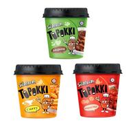 SamSam Instant Tteokbokki Topokki Korean Rice Cakes Chewy Street Snack, Carbonara, Cheese, Curry, Garlic Teriyaki, Jjajang, Rose, Original Sweet&Spicy (Pack of 3, Hala Flavour)