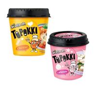 SamSam Instant Tteokbokki Topokki Korean Rice Cakes Chewy Street Snack, Multi Flavours, Carbonara, Cheese, Curry, Garlic Teriyaki, Jjajang, Rose, Original Sweet & Spicy（Pack of 2） (Cheese + Carbonara)