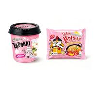 Samsam Korean Style Topokki Instant Meal Set ( Carbonara Flavor ) | Spicy Ramen & Samsam Rice Cake (Tteokbokki) Combo | Quick & Easy Korean Instant Food | Perfect for On-The-Go Meals or Snacks