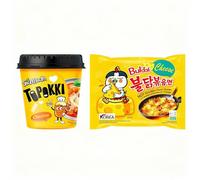 Samsam Korean Style Topokki Instant Meal Set (Cheese Flavor) | Spicy Ramen & Samsam Rice Cake (Tteokbokki) Combo | Quick & Easy Korean Instant Food | Perfect for On-The-Go Meals or Snacks