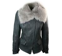Samsara Women's Short Grey Shearling Sheepskin Jacket - UK 12