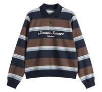 Samsøe Samsøe Women's Sadory Long Sleeve Polo Brown Blue Stripe Small