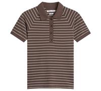 Samsøe Samsøe Women's Samia Short Sleeve Polo Top Coffee Brown Stripe Medium
