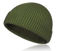 Samserot Wool Short Fisherman Beanie for Men Women, Knit Cuff Trawler Beanie Caps Winter Warm Hats