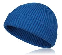 Samserot Wool Short Fisherman Beanie for Men Women, Knit Cuff Trawler Beanie Caps Winter Warm Hats