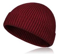 Samserot Wool Short Fisherman Beanie for Men Women, Knit Cuff Trawler Beanie Caps Winter Warm Hats