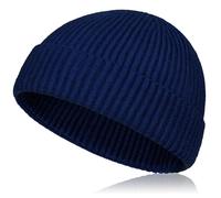 Samserot Wool Short Fisherman Beanie for Men Women, Knit Cuff Trawler Beanie Caps Winter Warm Hats