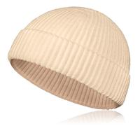 Samserot Wool Short Fisherman Beanie for Men Women, Knit Cuff Trawler Beanie Caps Winter Warm Hats