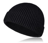 Samserot Wool Short Fisherman Beanie for Men Women, Knit Cuff Trawler Beanie Caps Winter Warm Hats