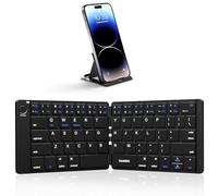 Samsers Foldable Bluetooth Keyboard - Portable Wireless Keyboard with Stand Holder, Rechargeable Full Size Ultra Slim Keyboard Compatible IOS Android Windows Smartphone Tablet and Laptop-Black