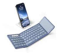 Samsers Foldable Bluetooth Keyboard with Touchpad, Wireless Folding Keyboard for Travel & Windows, Mac OS, Supports 3 Devices (BT5.1 x 3), Blue