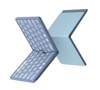 Samsers Full-Size Foldable Bluetooth Keyboard, KF08S Wireless Folding Keyboards with PU Leather Cover, Portable Travel for iPhone iPad Smartphone Tablet Laptop, Android Windows Mac OS, Blue
