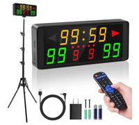 Samshow LED Electronic Digital Scoreboard Score Keeper with Remote & Tripod, Basketball Scoreboard with Shot Clock & Timer & 12/24h Real Time for Football/Corn Hole/ping Pong/Table Tennis