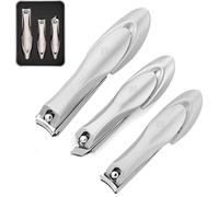 SAMSIDD 3-Piece Premium Heavy Duty Nail Clippers Set with Catcher, Wide Jaw Ultra Sharp Edge Fingernail & Toenail Clippers for Thick Nails, Includes Nail Files, Gift Box for Men & Women