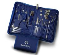 SAMSIDD Manicure Set 32 in 1 Professional Pedicure Nail Care Tools,Nail Case For men And Women,Stainless Steel Grooming Kit For Travel And Home Ideal Nail Clippers with FREE SURPRISE BOX £10 (Blue)