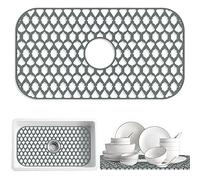 SAMSIER Silicone Sink Mat 26”x14”, Large Sink Protectors for Kitchen Sink, Sink Grid Mats for Bottom of Farmhouse Stainless Steel Porcelain Sink with Center Drain (Grey, 1 Pack)