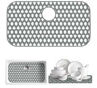 SAMSIER Silicone Sink Protectors for Kitchen Sink, Multiple Sizes Mats Grids for Bottom of Farmhouse Stainless Steel Porcelain Sink (30”x16”/76.2x40.7 cm, Rear Drain)