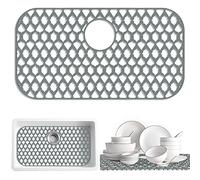 SAMSIER Silicone Sink Protectors for Kitchen Sink, Multiple Sizes Mats Grids for Bottom of Farmhouse Stainless Steel Porcelain Sink (26”x14”/66cmx35.6cm, Rear Drain)